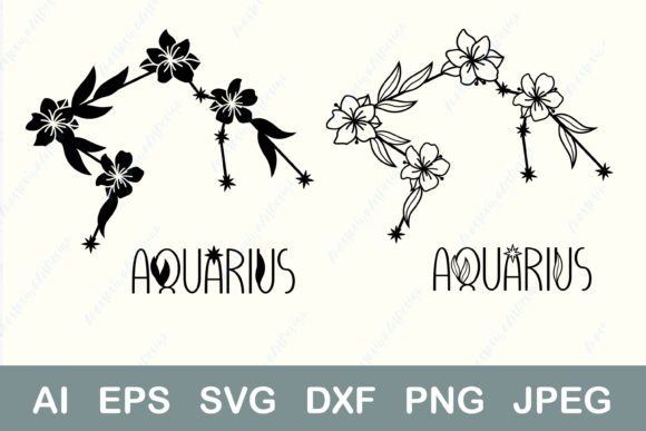 Aquarius SVG: Floral Zodiac SVG