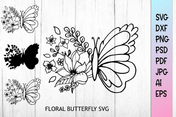 Butterfly SVG. Floral Butterfly SVG.