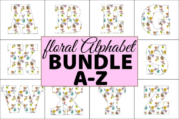 Colorful Floral Alphabets a-Z