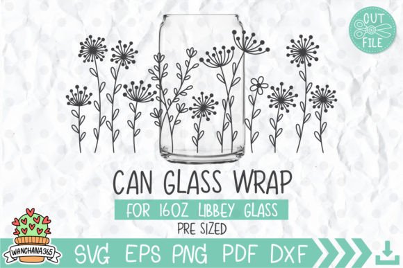 Dandelions Can Glass Wrap SVG