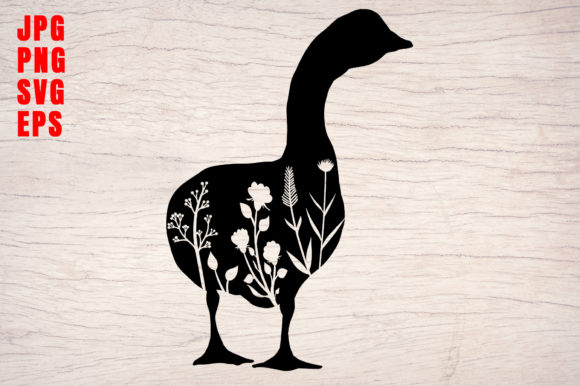 Duck Silhouette Floral Animals SVG 0004