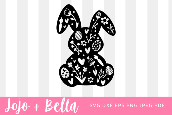 Floral Bunny SVG, Easter Bunny SVG, Patt