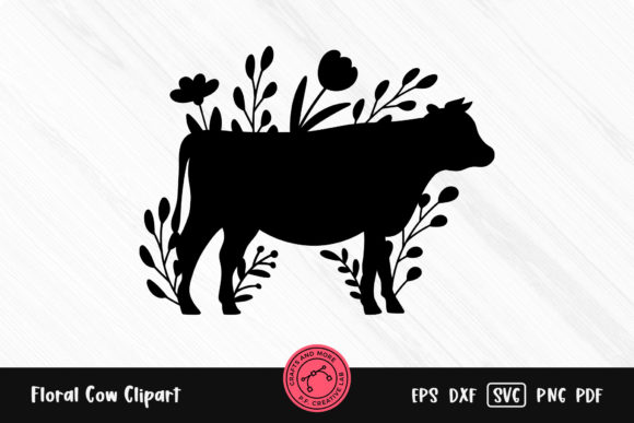 Floral Cow SVG Silhouette