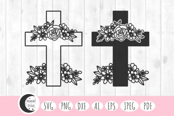 Floral Cross SVG for Christian Embroidery