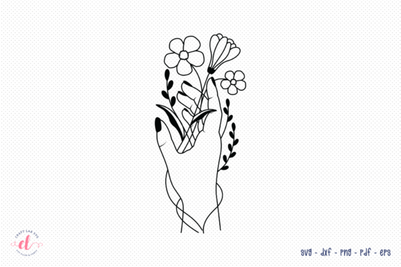 Floral Hand SVG: Hand-Drawn Charm for Embroidery
