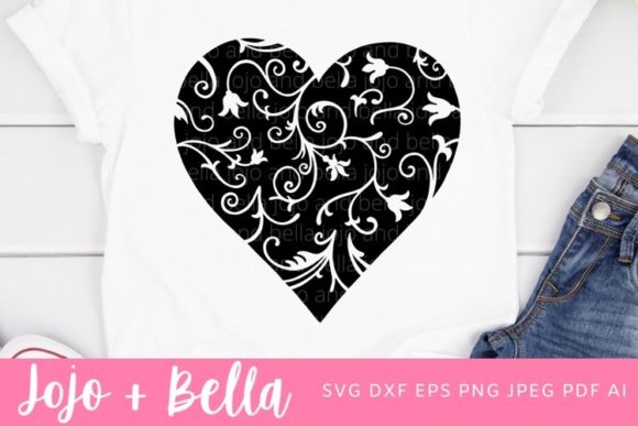 Floral Heart SVG: Swirly Heart for Real Embroidery