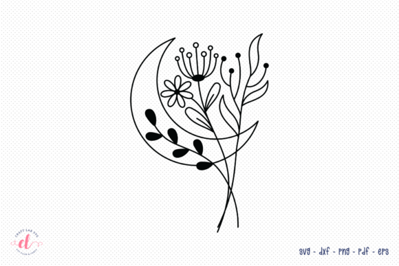 Floral Moon SVG – Moon with Flowers SVG