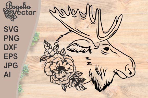 Floral Moose Head