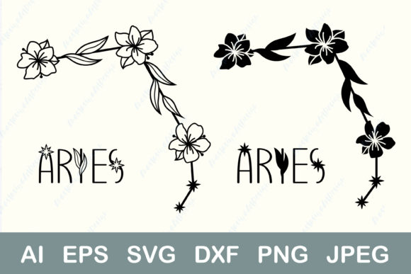 Flower Aries SVG: Floral Zodiac SVG