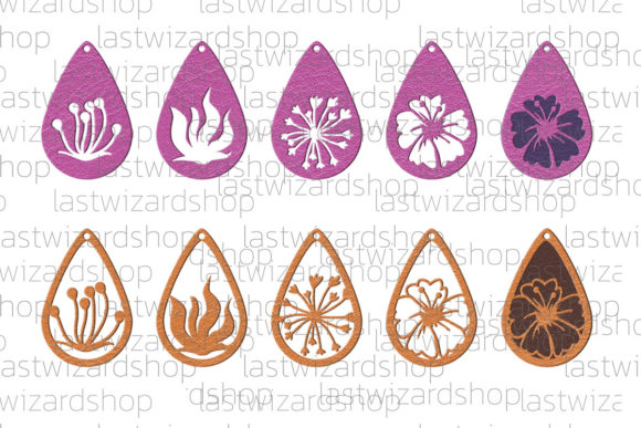 Flower Earrings SVG: Floral Faux Leather