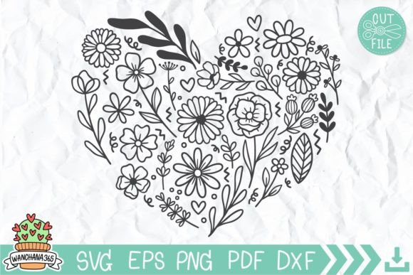 Flower Heart SVG Design
