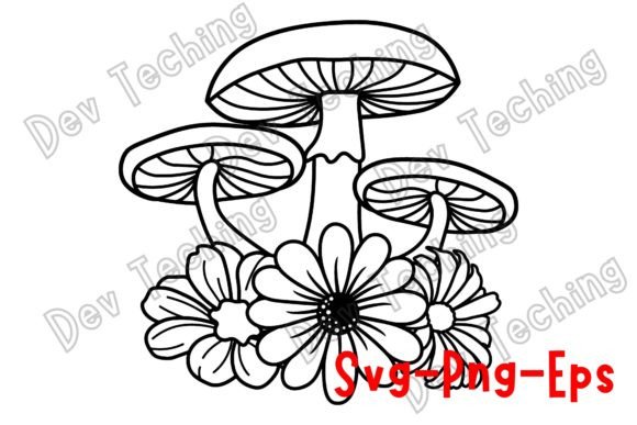 Flowers Mushroom SVG PNG