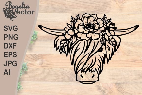Highland Cow with Floral Crown