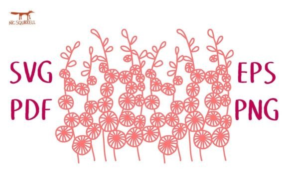 Hollyhocks Border SVG Cut File