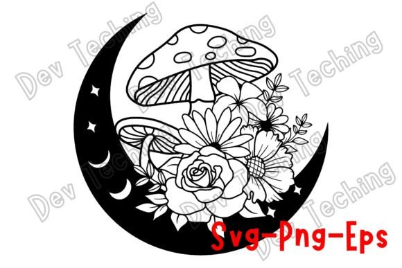Magic Moon with Mushroom SVG