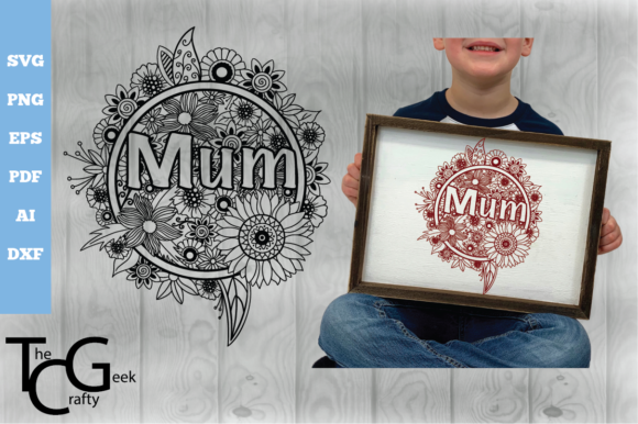 Mum Floral Zentangle SVG