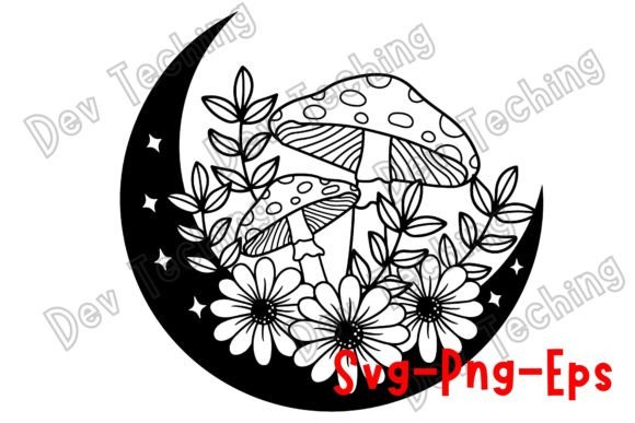 Mystical Moon with Mushroom