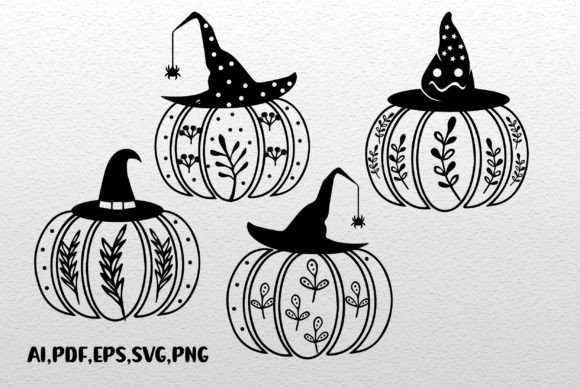 Pumpkin with Cap Floral Decoration SVG