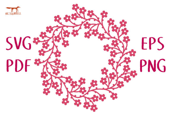 Spring Plum Blossom Wreath Garland SVG